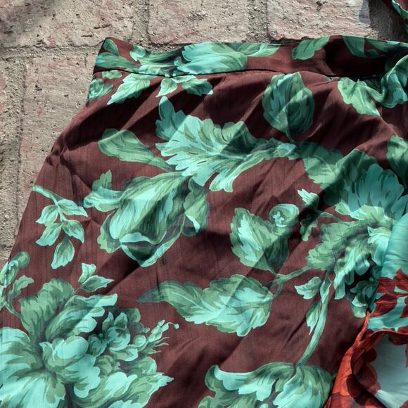 Maeve By Anthropologie Midi Skirt Size X-Small Ruffle Wrap Teal Brown - Picture 4 of 8